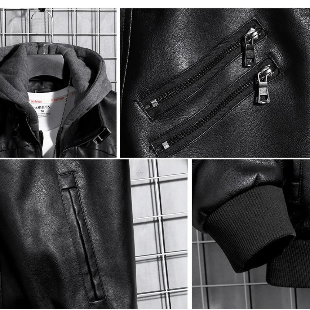 Rider Hooded Leather Jacket