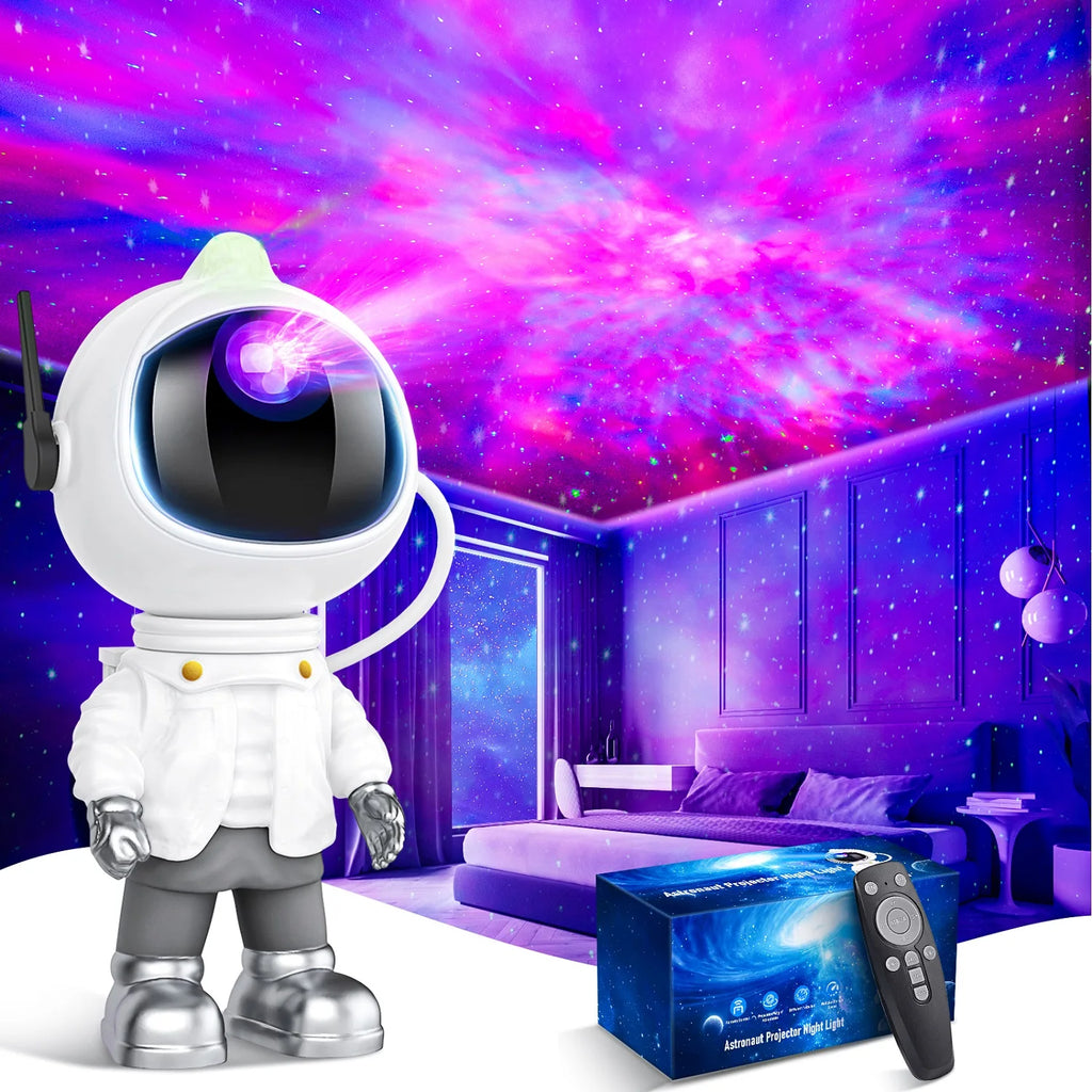 Astronaut Starry Sky Night Lamp Projector Light for Bedding Sleeping Lens Laser Nebula Atmosphere Lamp for Birthday Gift