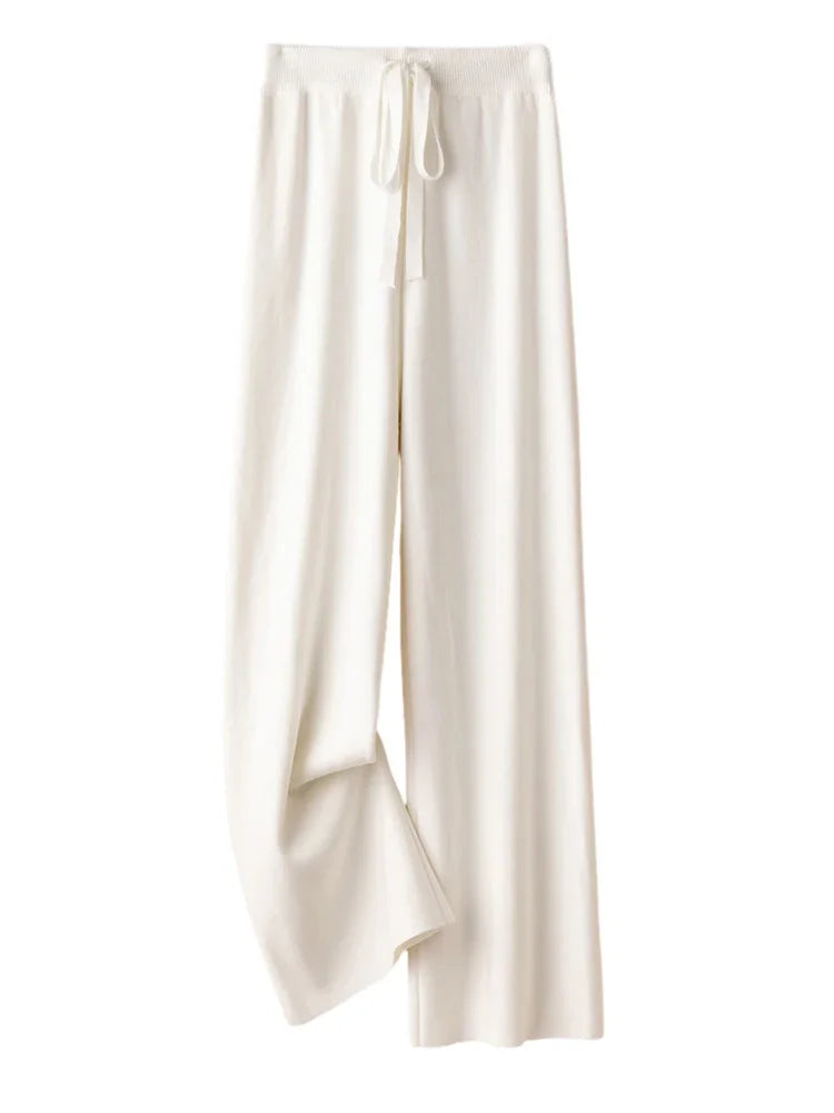 Wide-Leg Soft Knit Winter Trousers