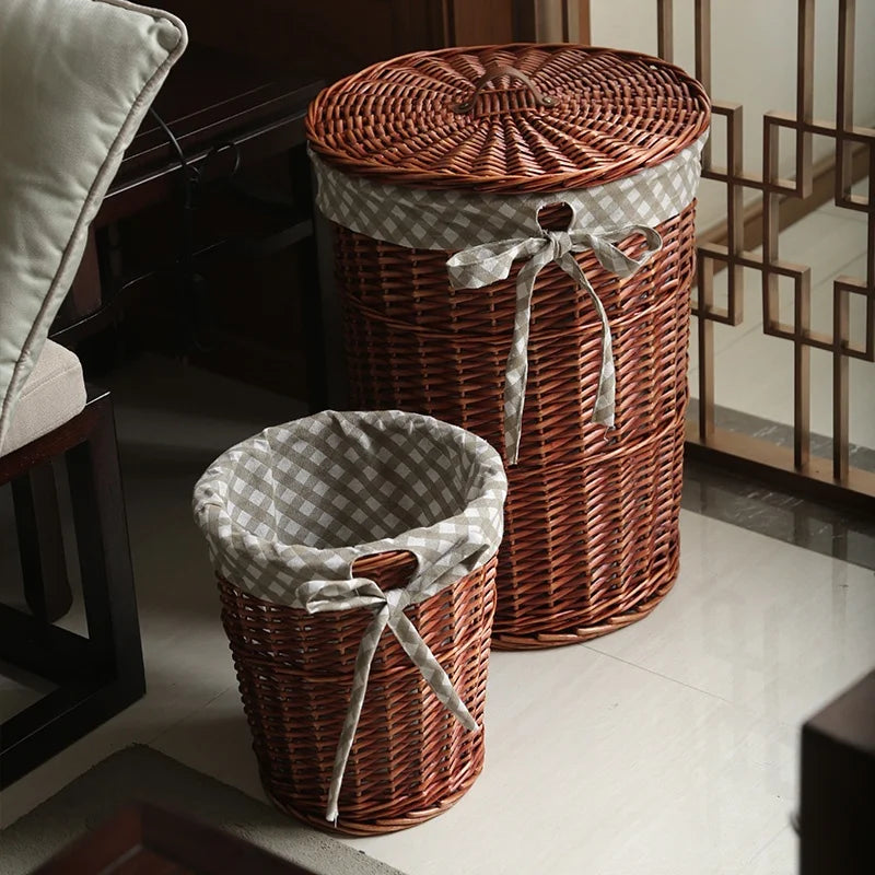 Wier Laundry Basket Dir Clothes Storage Basket with Lid Household Organizer Basket Pure l Willow Wier Basket