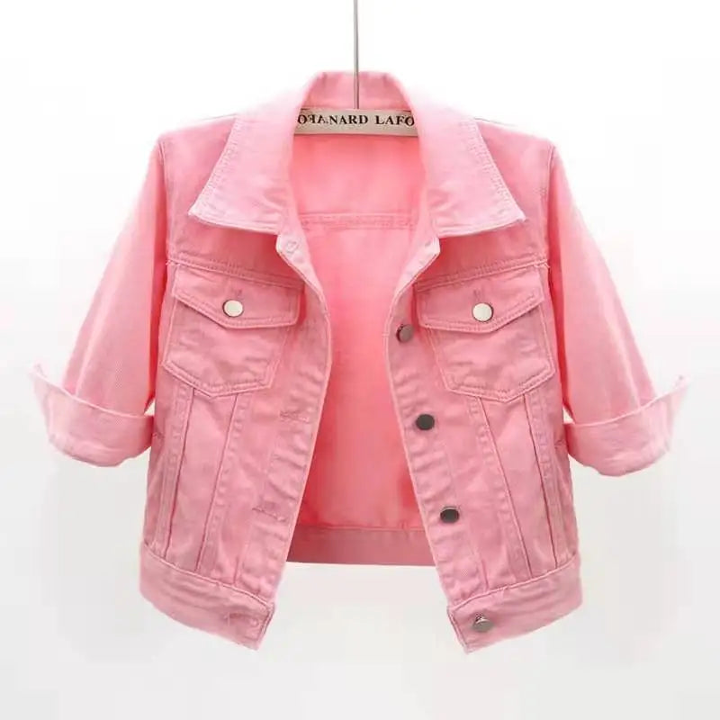 Colour Pop Cropped Denim Jacket