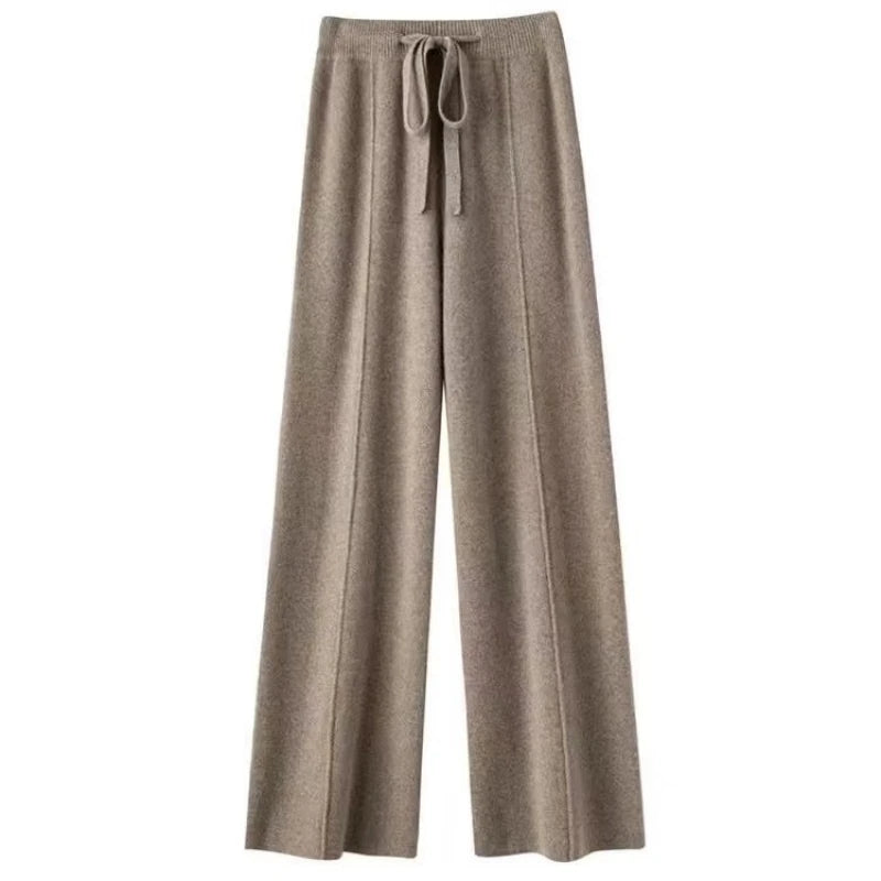Soft Wool Wide-Leg Knit Trousers