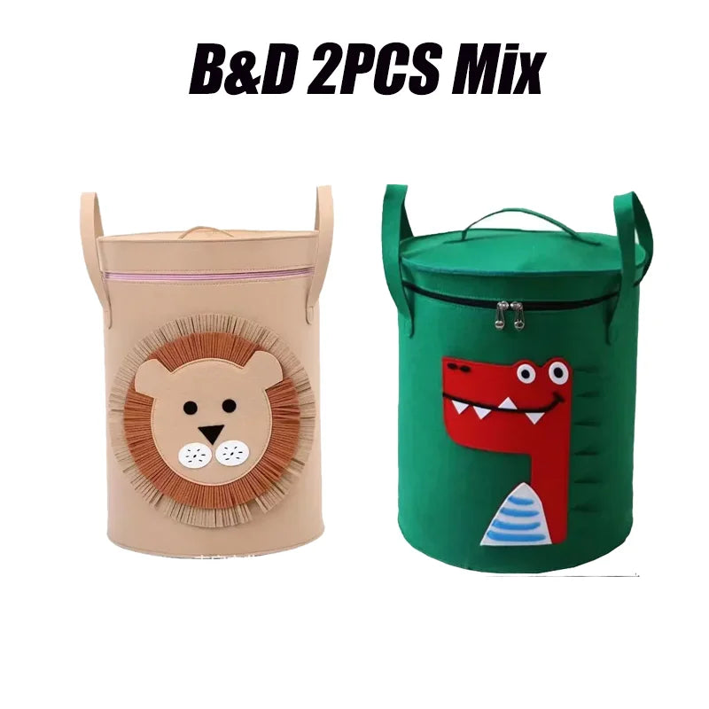 Cartoon Animal Storage Baskets Large Capacity Foldable Toy Organizer Bin with Lid for Kids Room Home Nursery Organization
