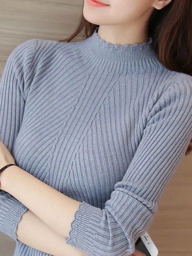 Ruffle Neck Soft Knit Jumper