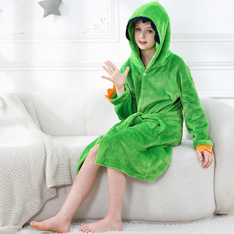 New Autumn Winter Tiger Bathrobes Girls Boys Sleepwear Bath Blanket Kids Soft Bath Robes Children Animal Pajamas Kids Clothing