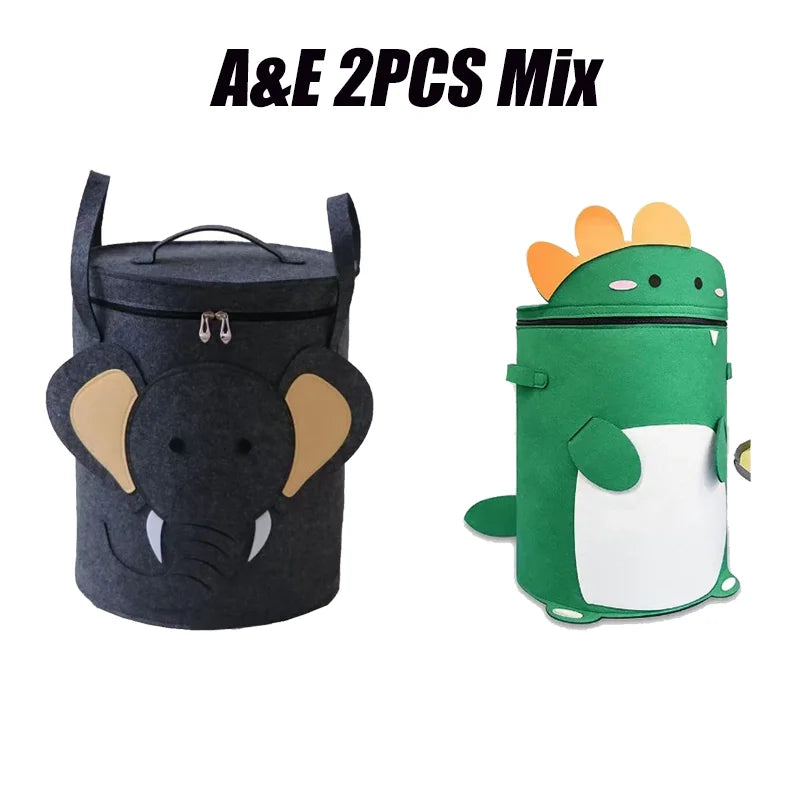 Cartoon Animal Storage Baskets Large Capacity Foldable Toy Organizer Bin with Lid for Kids Room Home Nursery Organization