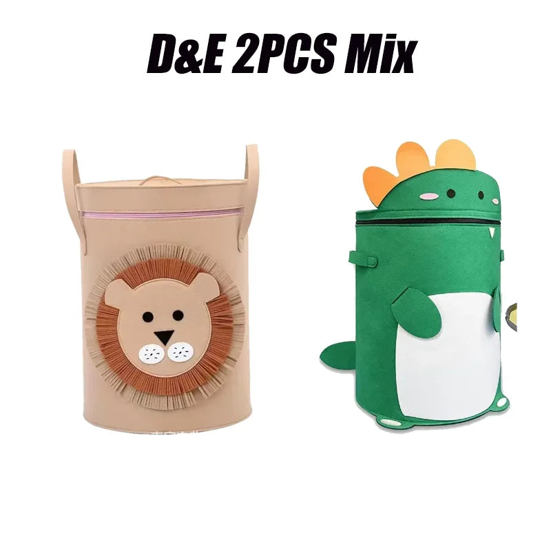 Cartoon Animal Storage Baskets Large Capacity Foldable Toy Organizer Bin with Lid for Kids Room Home Nursery Organization