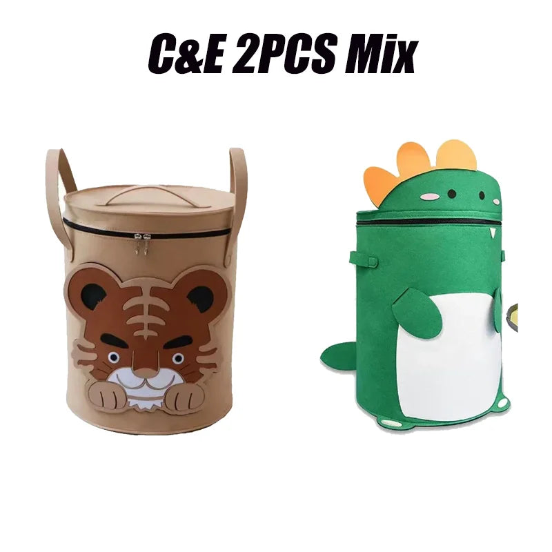 Cartoon Animal Storage Baskets Large Capacity Foldable Toy Organizer Bin with Lid for Kids Room Home Nursery Organization