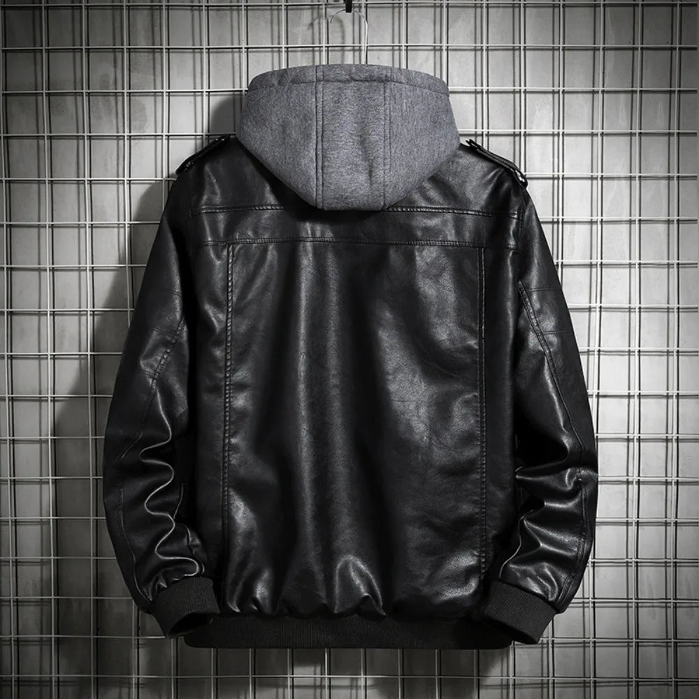 Rider Hooded Leather Jacket