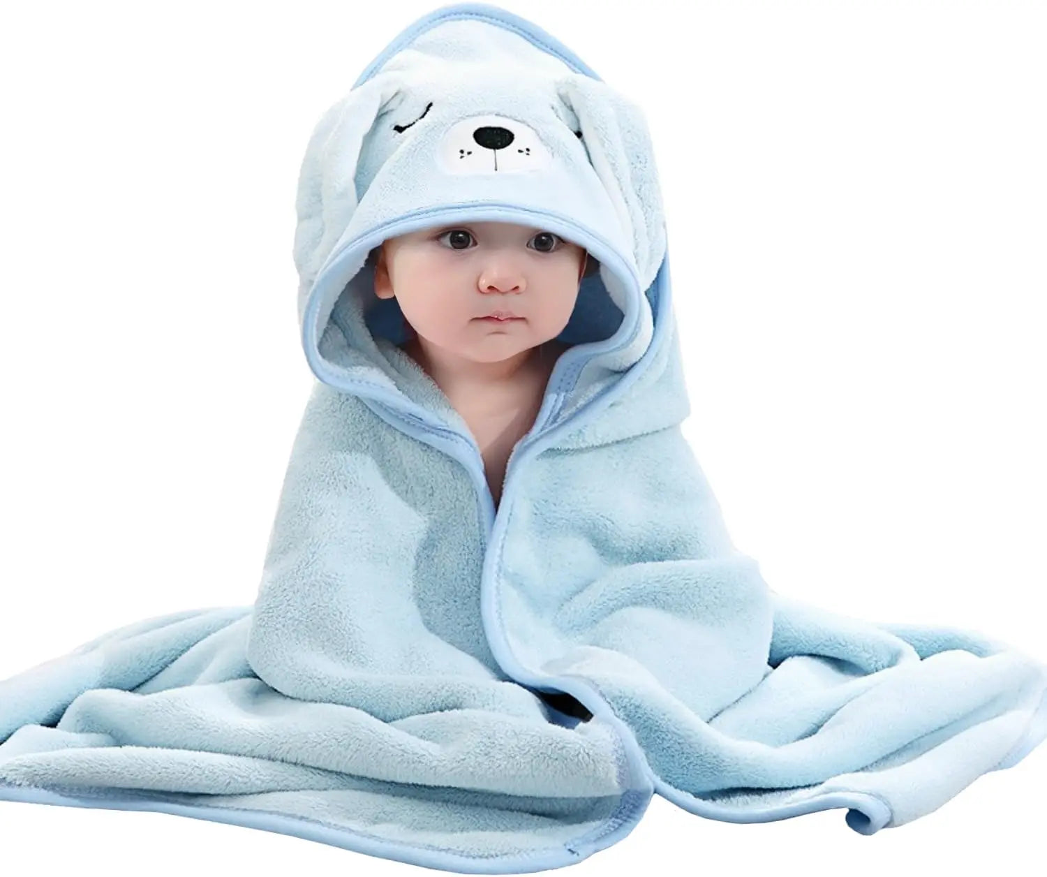 Baby Hooded Towel 31x31 in - Organic Cotton Bath Set, Quick Dry & Absorbent with Animal Design (Baby Shower Gift, 1-Piece Set)