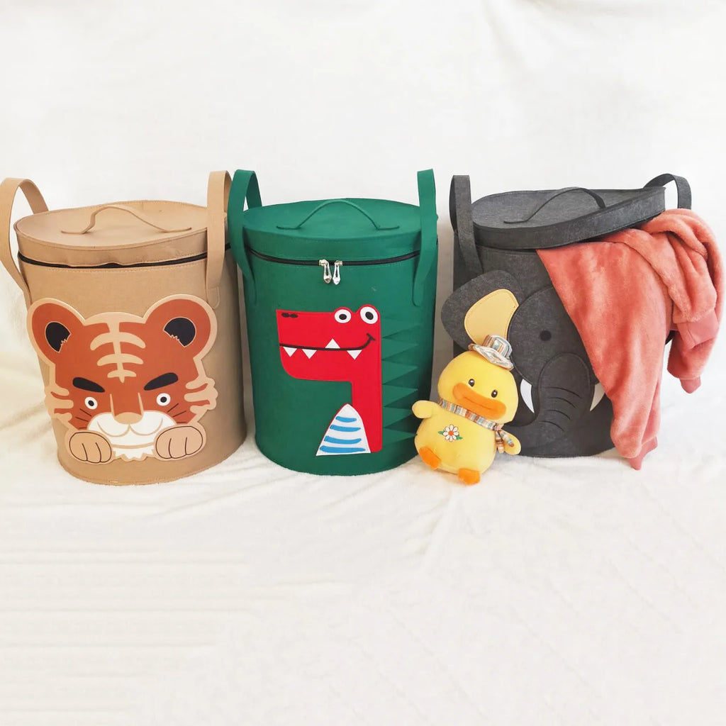 Cartoon Animal Storage Baskets Large Capacity Foldable Toy Organizer Bin with Lid for Kids Room Home Nursery Organization