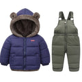 Children Winter Clothing Sets Baby Lamb Fleece Coats+Down Pants 2Pcs Boys Girls Thicken Warm Casual Hooded Clothing Outfits