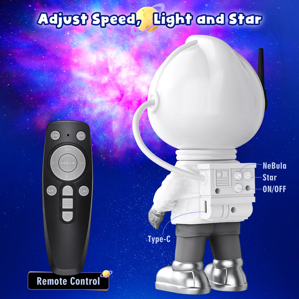 Astronaut Starry Sky Night Lamp Projector Light for Bedding Sleeping Lens Laser Nebula Atmosphere Lamp for Birthday Gift