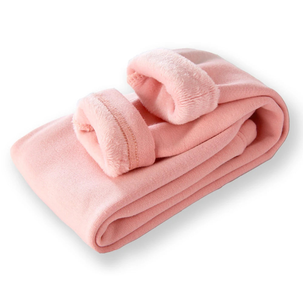 Sweet Girls Pants Kids Boys Thick Warm Trousers Winter Children Casual Solid Color Warm Pants Girls Leggings Gray Pink Wine