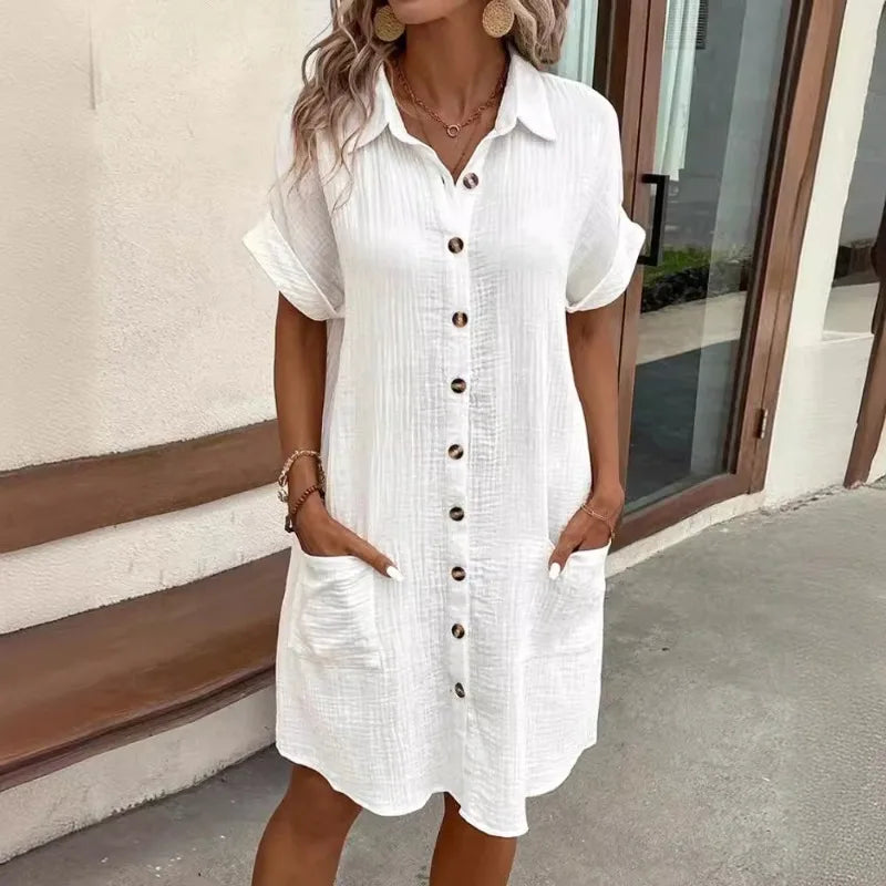 Linen Button-Up Summer Dress