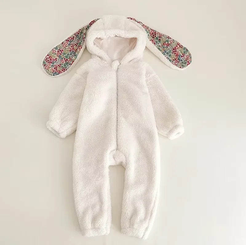 Spring Baby Girls Boys Rabbit Romper Newborn One-piece Jumpsuit Hooded Pajamas Boys Plush Homewear Outfits Baby Costume