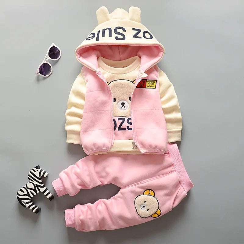 Children Winter Clothing Sets Baby Lamb Fleece Coats+Down Pants 2Pcs Boys Girls Thicken Warm Casual Hooded Clothing Outfits