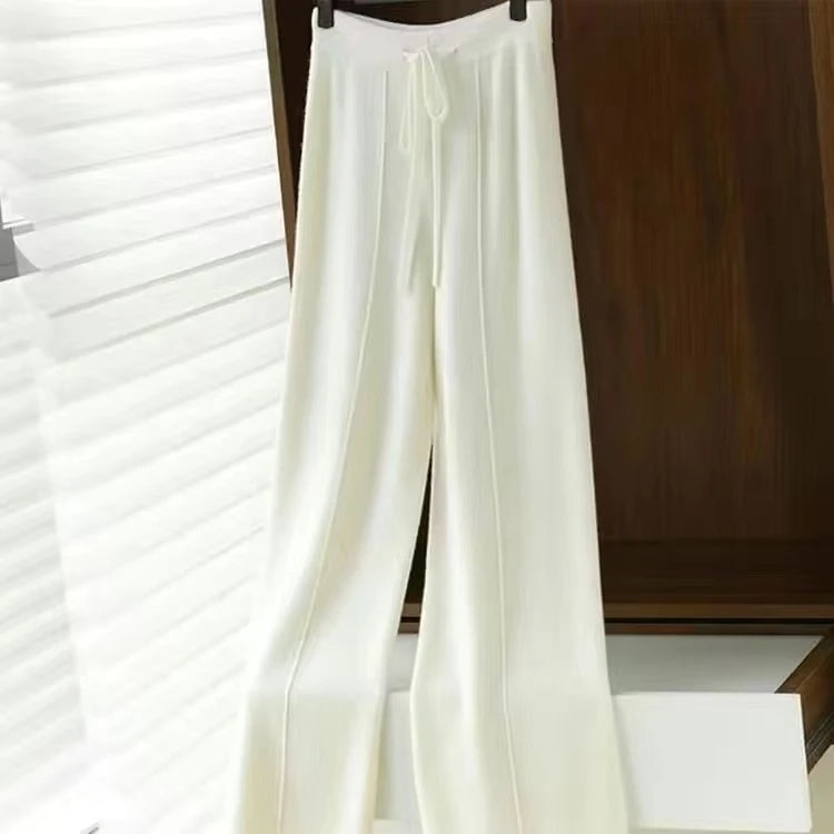 Soft Wool Wide-Leg Knit Trousers