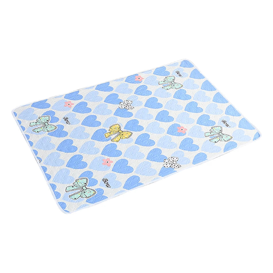 80x120cm 4 Layer Cartoon Dino Heart Diapering Mat Waterproof Washable Changing Pads for Night and Menstrual Protection Baby Care