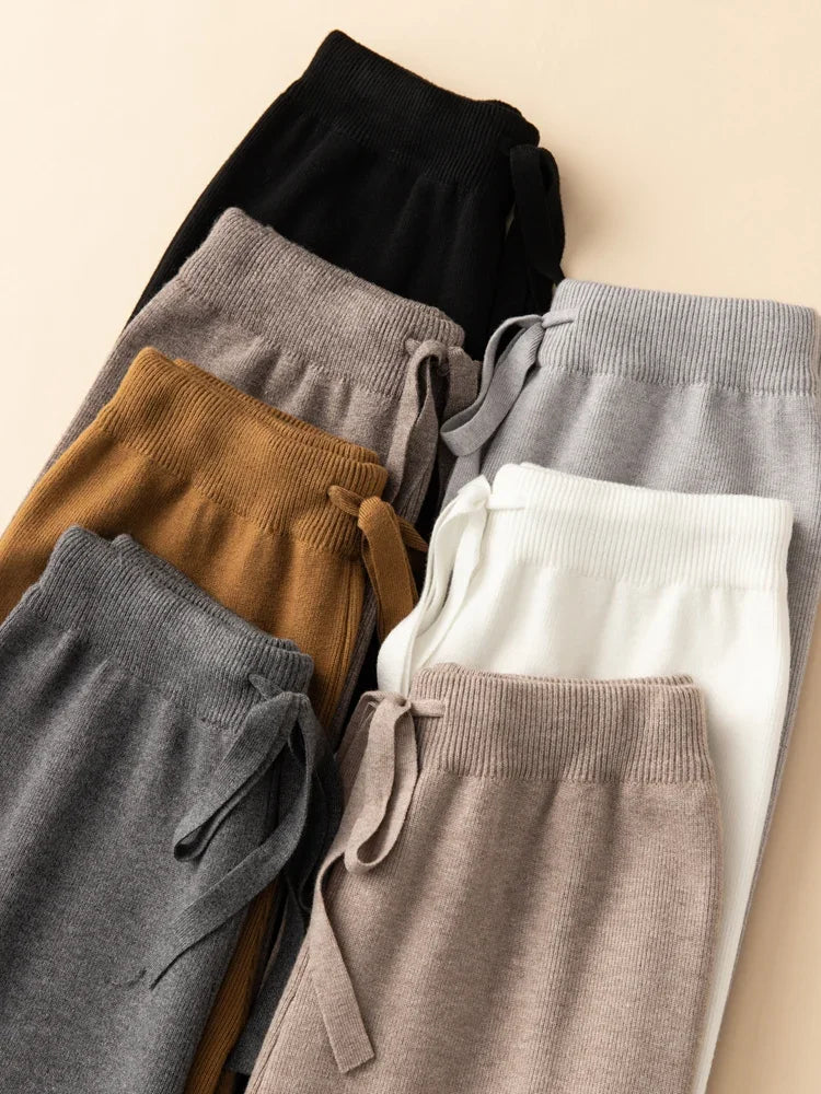 Wide-Leg Soft Knit Winter Trousers