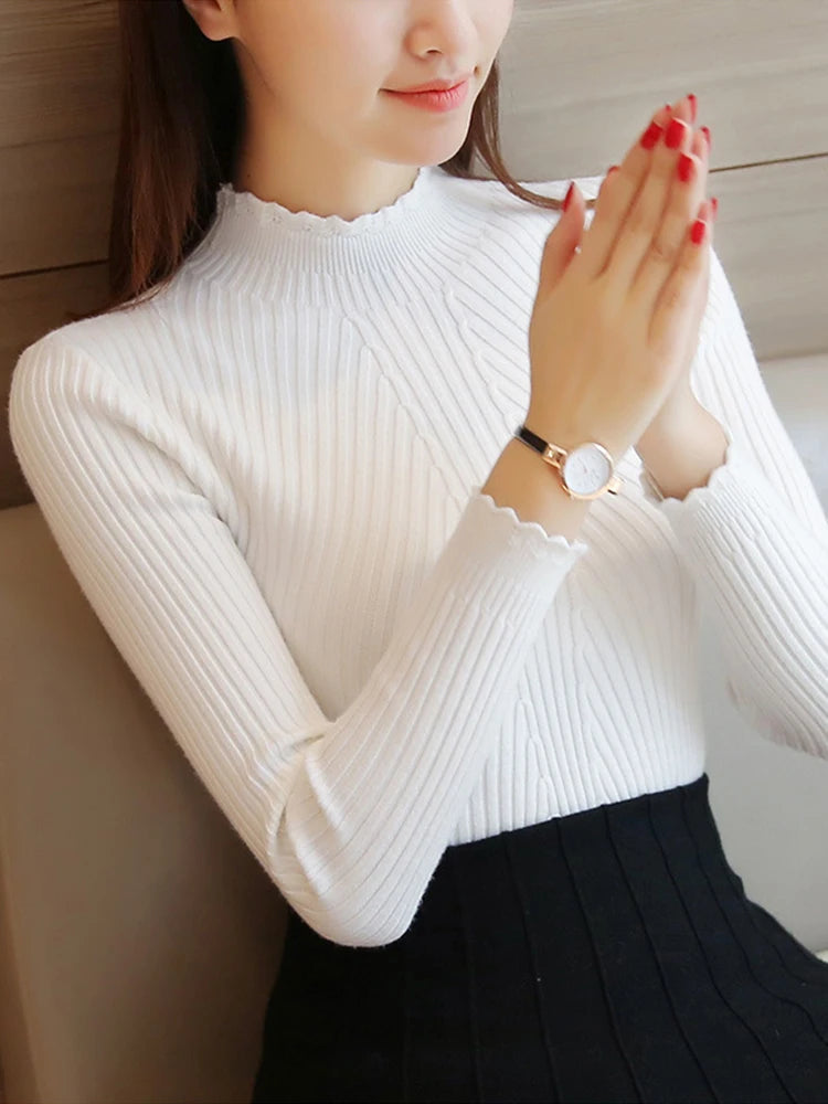 Ruffle Neck Soft Knit Jumper