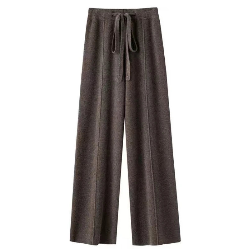 Soft Wool Wide-Leg Knit Trousers