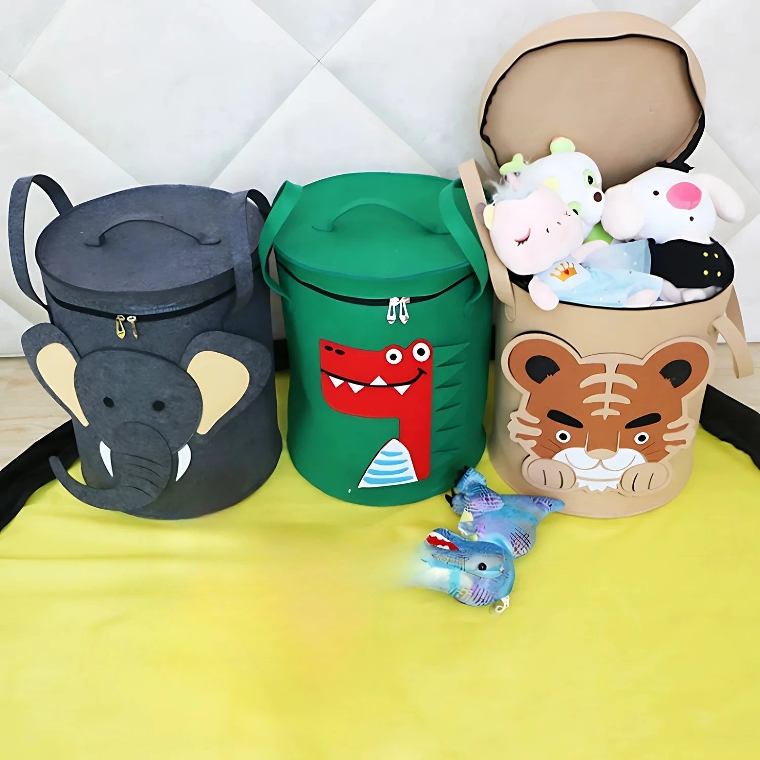 Cartoon Animal Storage Baskets Large Capacity Foldable Toy Organizer Bin with Lid for Kids Room Home Nursery Organization