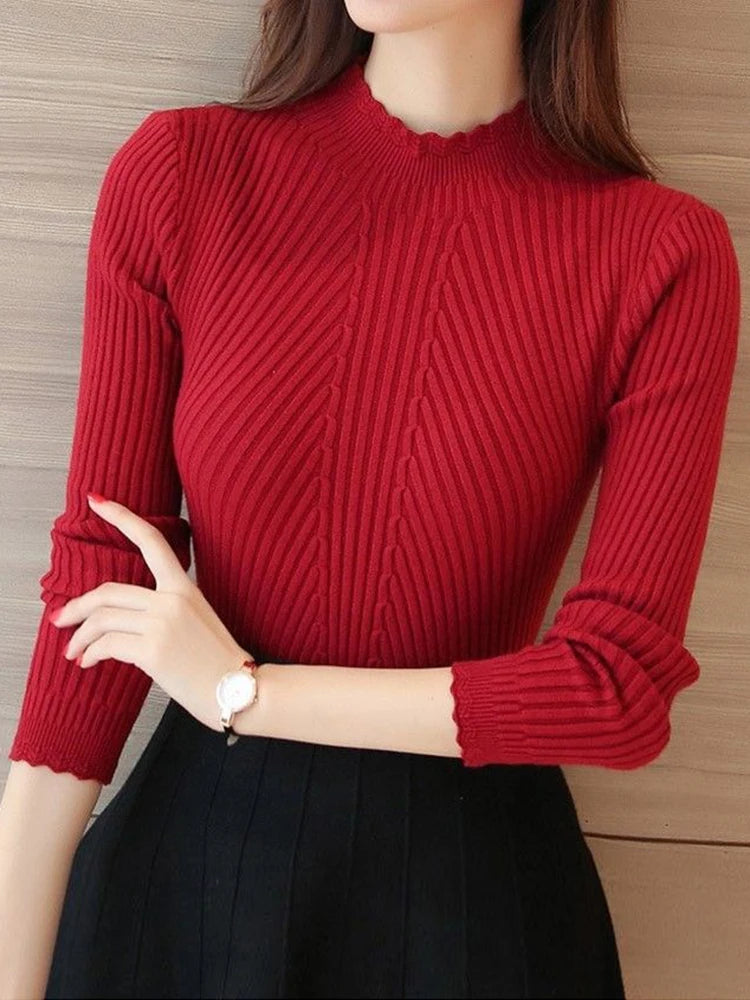 Ruffle Neck Soft Knit Jumper