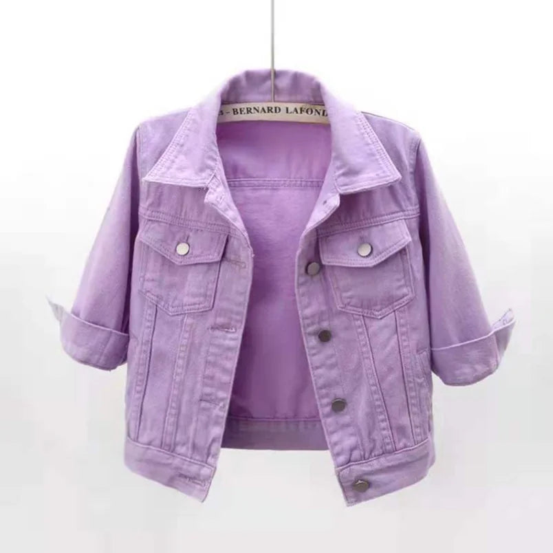 Colour Pop Cropped Denim Jacket