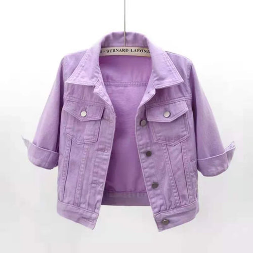 Colour Pop Cropped Denim Jacket