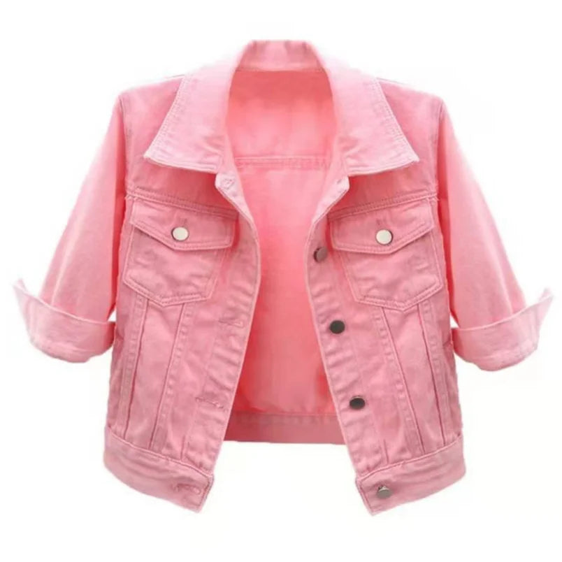 Colour Pop Cropped Denim Jacket