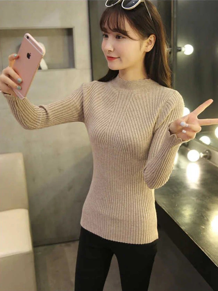 Ruffle Neck Soft Knit Jumper